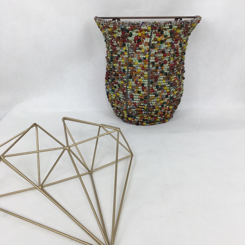 Multi-Colored Beaded Wall Sconce Candle Holder